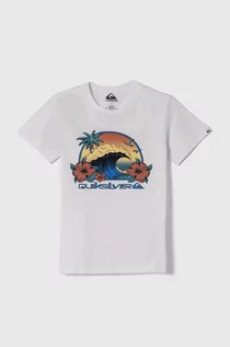 Koszulki dla chłopców - Quiksilver t-shirt bawełniany dziecięcy RIDTODAYSSYTH kolor biały z nadrukiem - grafika 1