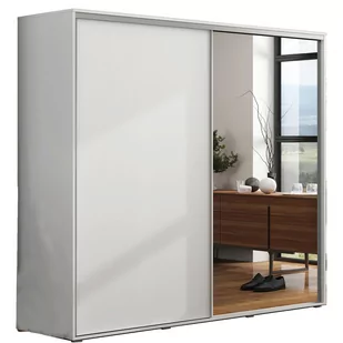 Szafa Przesuwna 200 z Lustrem A20 Skąpski Meble Sonoma, Biały, 245 cm - Szafy - miniaturka - grafika 1