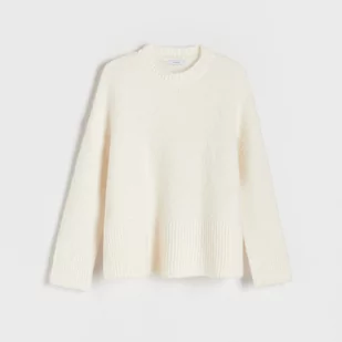 Reserved - Sweter z domieszką alpaki - Kremowy - Swetry damskie - miniaturka - grafika 1