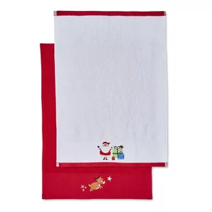 Czerwone/białe bawełniane ręczniki zestaw 2 szt. 40x60 cm Santa's Reindeers – Catherine Lansfield - Ręczniki - miniaturka - grafika 1