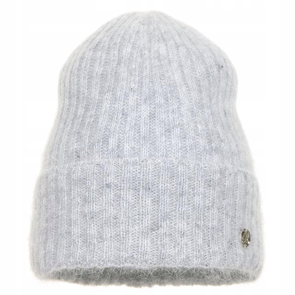 Czapka zimowa damska z angory OLGA Jasny szary