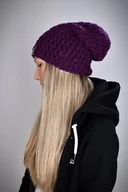 Czapki damskie - Czapka Mono 43 - Ciemny Fiolet - miniaturka - grafika 1