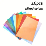 Rękodzieło - TEMU 16 szt. A4 Szkło Papier - 9 Żywe Kolory, DIY Przezroczysta Dekoracyjna do Okien, Materiały do Rękodzieła, i Kreatywne Projekty, Niezbędniki do - miniaturka - grafika 1