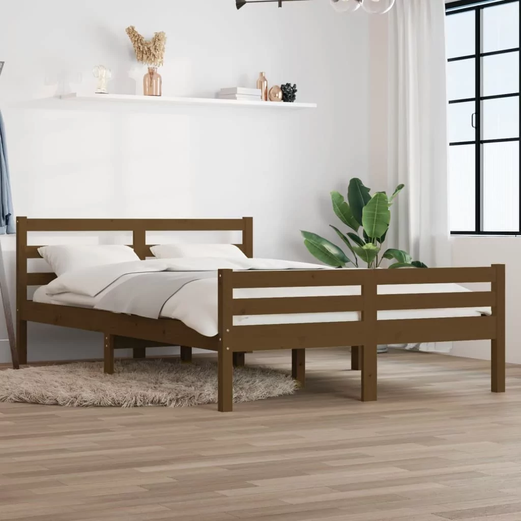 Lumarko Rama łóżka, miodowy brąz, lite drewno, 160 x 200 cm