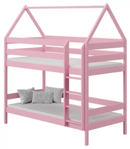 Różowe dziecięce piętrowe łóżko domek - Zuzu 3X 180x80 cm - Łóżka dla dzieci i młodzieży - miniaturka - grafika 1
