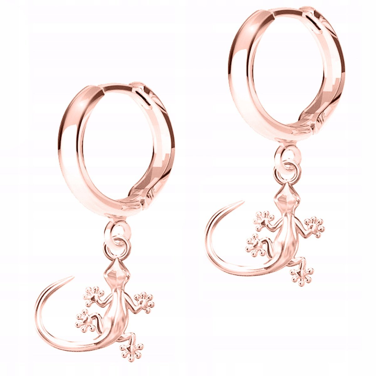 Kolczyki Pozłacane z Jaszczurkami Zwierzęta Gady Jaszczurki SREBRO 925