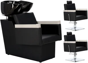 Brano zestaw myjnia fryzjerska i 2x fotel fryzjerski hydrauliczny obrotowy do salonu fryzjerskiego myjka ruchoma misa ceramiczna armatura bateria słuchawka - Meble fryzjerskie - miniaturka - grafika 1