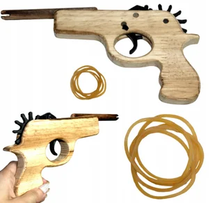 Pistolet Drewniany na gumki recepturki Pistolety - Zabawki militarne - miniaturka - grafika 1