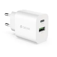 Ładowarki do telefonów - Devia ładowarka sieciowa Smart PD 1x USB-C 1x USB 20W biała - miniaturka - grafika 1