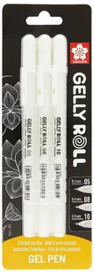 Długopisy Żelowe Gelly Roll Kpl. 3 Szt. 05, 08, 10 Biały ,Sakura - Długopisy - miniaturka - grafika 1
