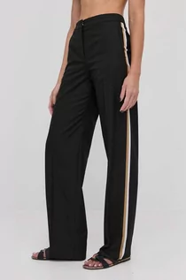 Spodnie damskie - BOSS spodnie damskie kolor czarny proste high waist - grafika 1