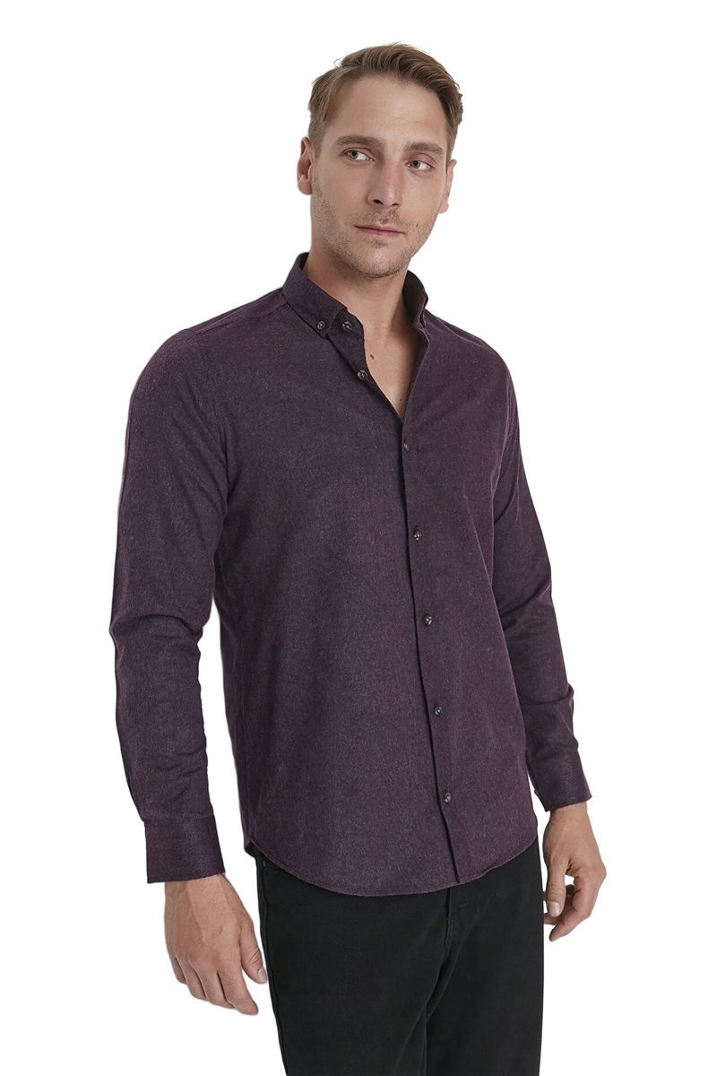 TRENDYOL MAN MĘSKA KOSZULA CASUAL DŁUGI RĘKAW FIOLETOWA MELANŻ XL 5DA