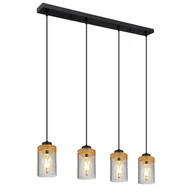 Lampy sufitowe - Globo Finca 15557-4H lampa wisząca zwis 4x40W E27 dymiona/drewniana - miniaturka - grafika 1