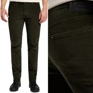 Lee DAREN Olive Night PROSTE ZIELONE SPODNIE SZTRUKSY NIŻSZY STAN W32 L32 - Spodnie męskie - miniaturka - grafika 1