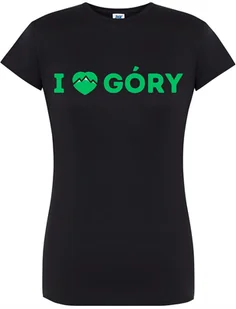 T-SHIRT DAMSKI Z NADRUKIEM GÓRY PREZENT KOSZULKA CZARNA PODRÓŻE R-M  MODEL  A6 - Koszulki i topy damskie - miniaturka - grafika 1