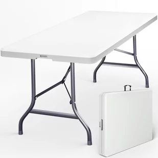 Stół składany Biały Plastikowy 183x76cm Składany - Stoły ogrodowe - miniaturka - grafika 1