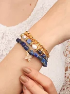 Bransoletki - L'Atelier de Gaia Pozłacana bransoletka z kamieniami szlachetnymi - miniaturka - grafika 1