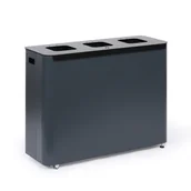 Kosze na śmieci - Kosz na śmieci do segregacji, 3 x 60 l, lakierowany szary - miniaturka - grafika 1