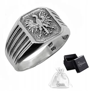 Sygnet srebrny z Orłem Patriotyczny Pierścień z Orzełkiem Srebro 925 r.17 - Pierścionki - miniaturka - grafika 1