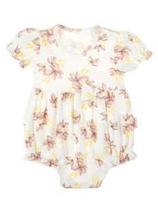 Niemowlęcy Rampers Kwiaty kremowy Nicol,r.68 - Kombinezony dla dzieci - miniaturka - grafika 1