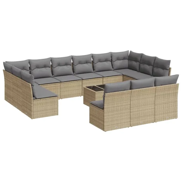 Zestaw mebli ogrodowych modułowy beżowy z rattanem PE, wymiary 62x62x69 c