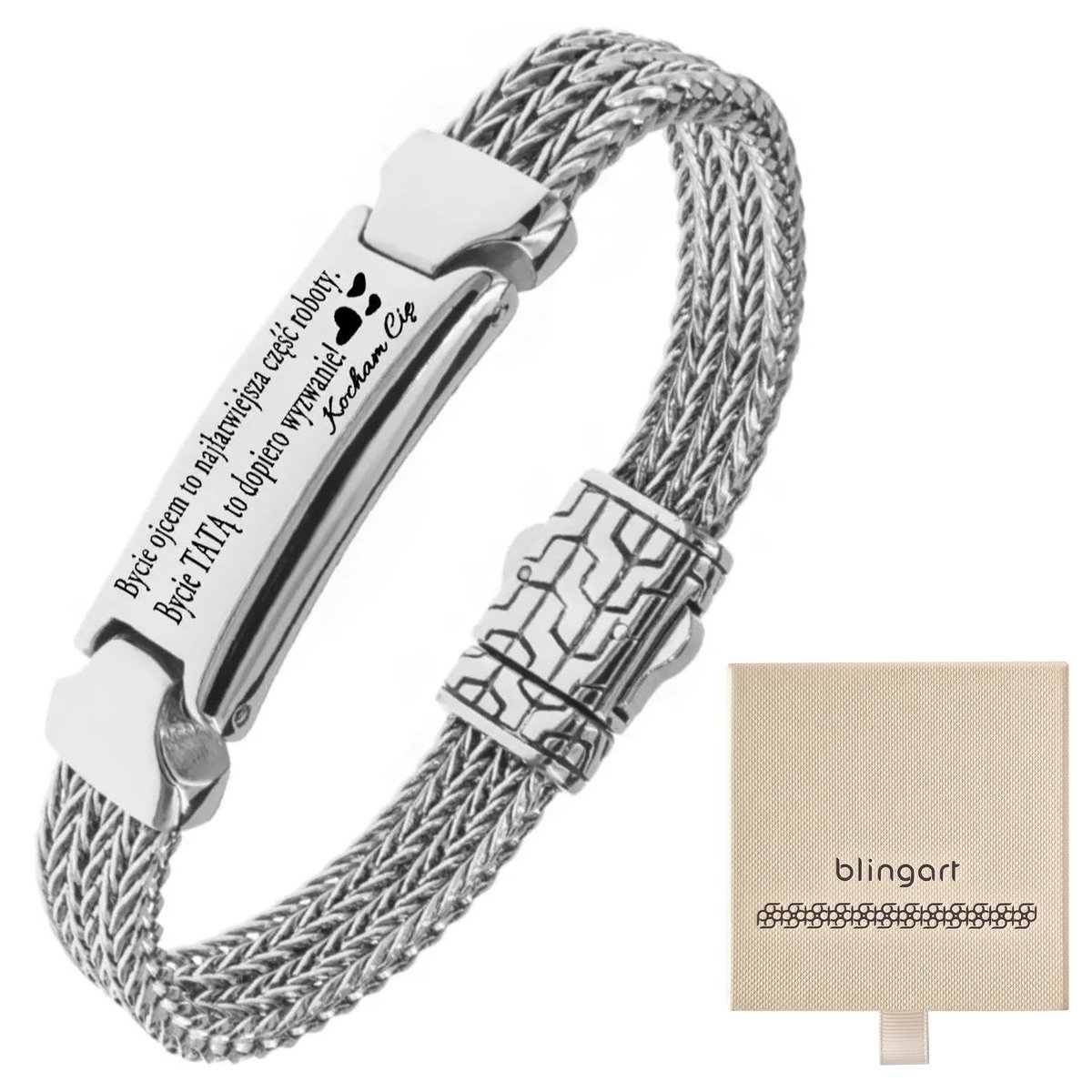 Bransoletka męska stalowa o oryginalnym splocie