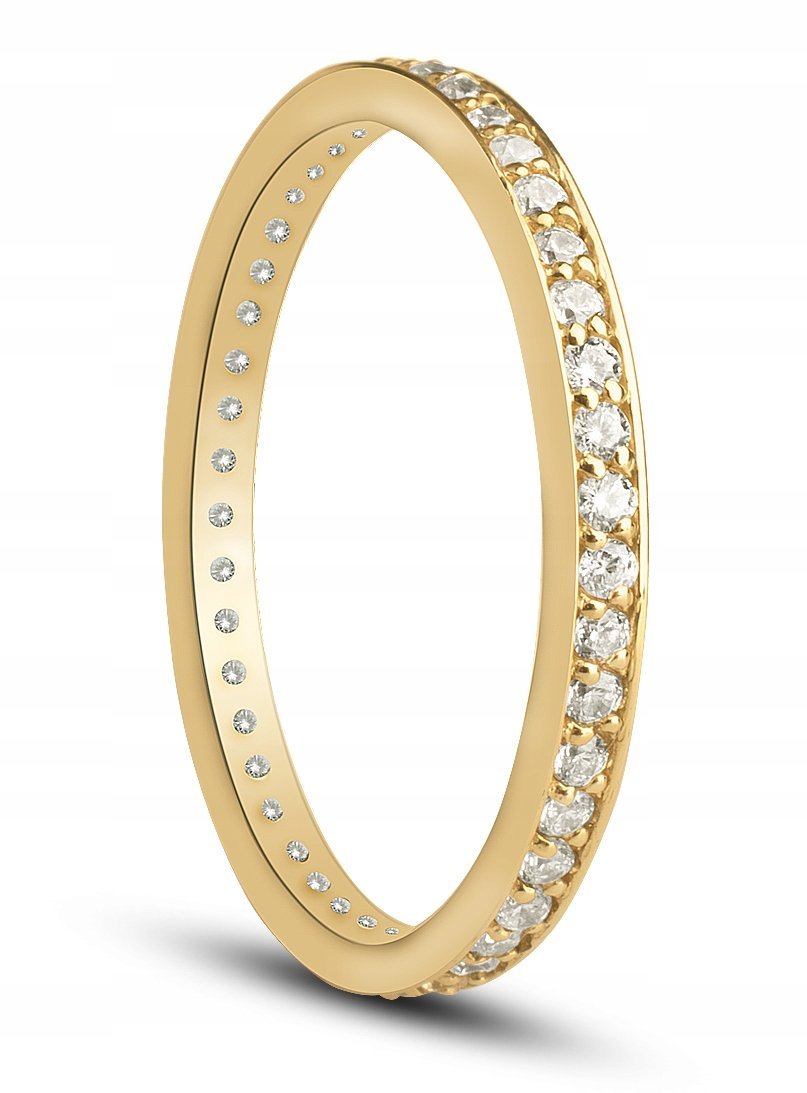 ZŁOTY PIĘKNY PIERŚCIONEK OBRĄCZKA CYRKONIE 333