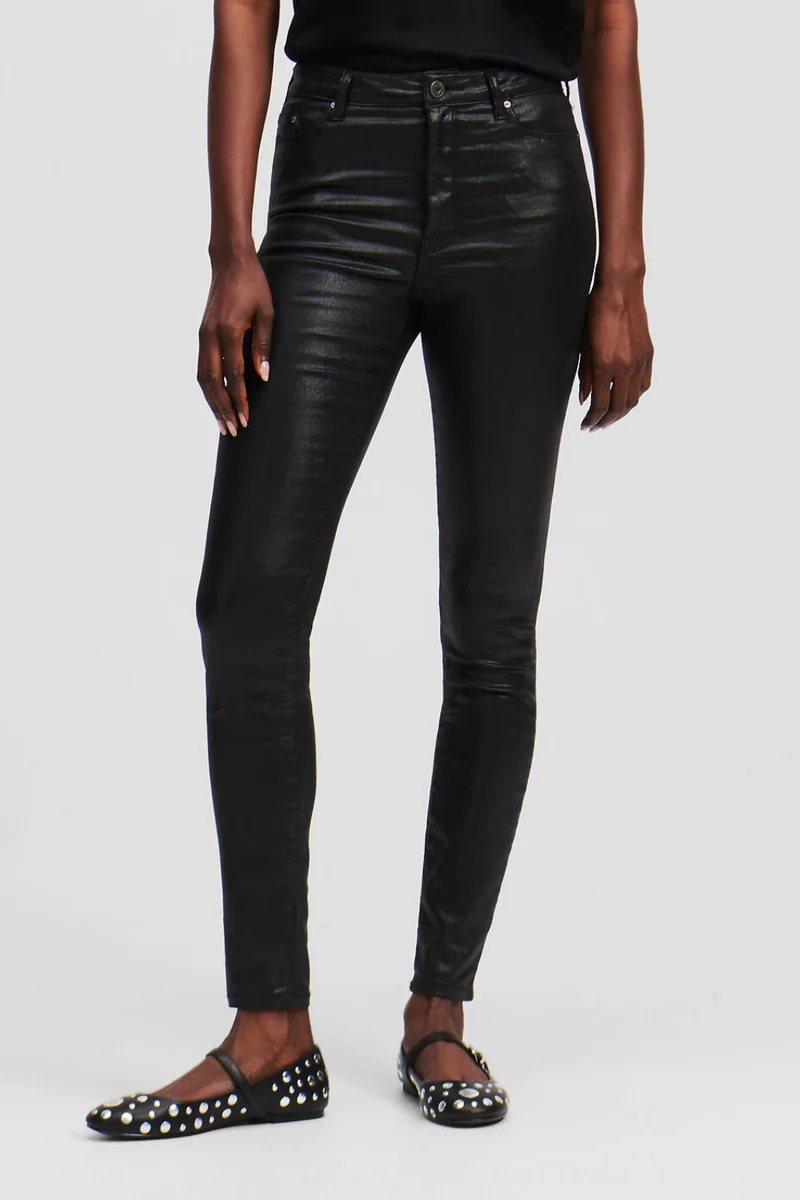 KARL LAGERFELD Czarne damskie spodnie Coated Skinny Denim Pants 27