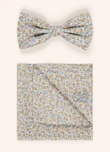 Prince Bowtie Zestaw: Mucha Z Poszetką beige - Krawaty i muchy męskie - miniaturka - grafika 1