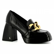 Mokasyny damskie - Czarne półbuty na platformie CARINII - Carinii - miniaturka - grafika 1