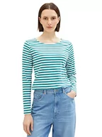 Koszule damskie - Damska koszula z długimi rękawami w paski TOM TAILOR, 34058-zimozielony białawy pasek, L - miniaturka - grafika 1