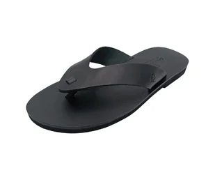 Czarne klapki męskie japonki ze skóry naturalnej SANDINISTA S4678 [Rozmiar: 44] - Klapki i japonki męskie - miniaturka - grafika 1