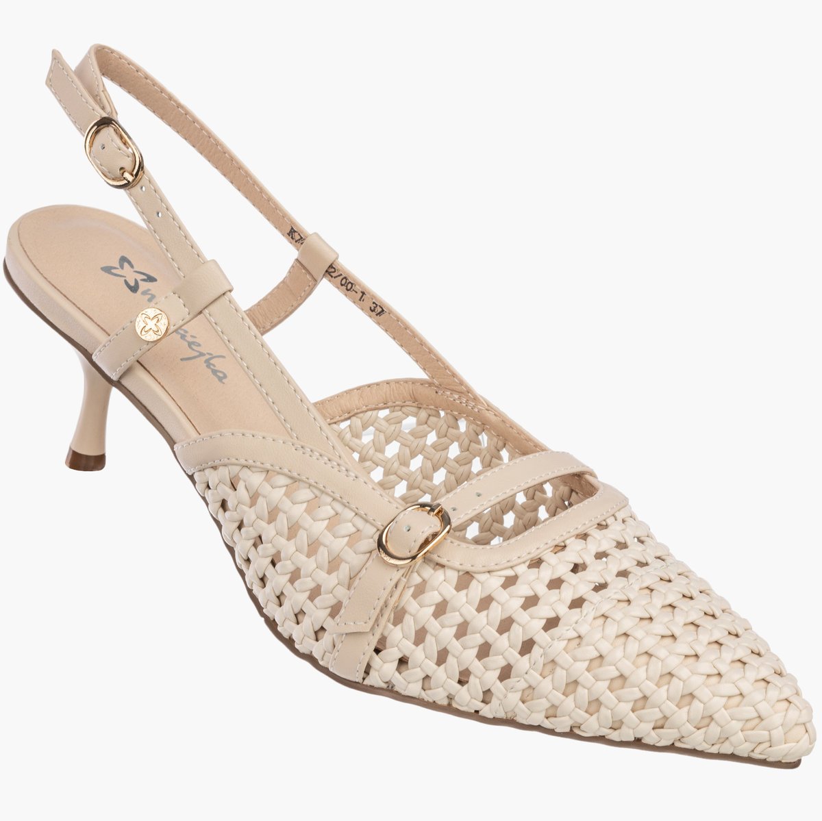 Czółenka Damskie Skórzane Buty Na Obcasie Slingback Beżowe Maciejka K7480-04/00-1 40