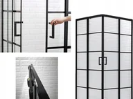 Kabiny prysznicowe - Szklana kabina prysznicowa 80x80 czarna 185 szkło hartowane - miniaturka - grafika 1