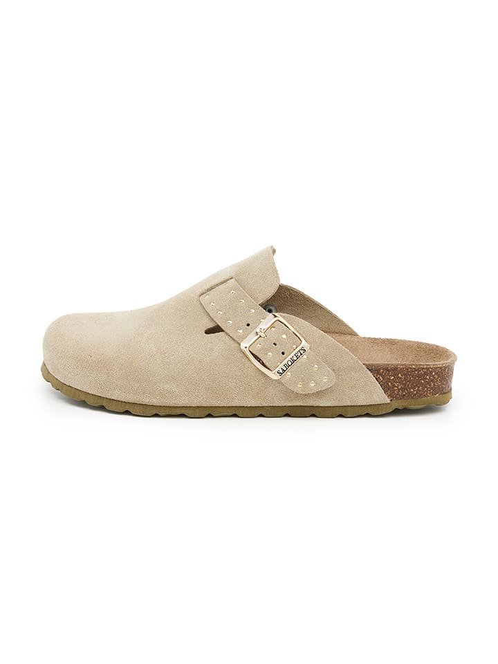SABOKETS Skórzane chodaki w kolorze khaki