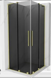 Mexen Velar L Duo kabina prysznicowa rozsuwana 80x80 cm, grafit, złota szczotkowana - 871-080-080-02-43-55 - Kabiny prysznicowe - miniaturka - grafika 1