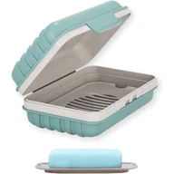 Mydelniczki i dozowniki mydła - Mydelniczka - 1 mydelniczka prysznicowa, podróżna mydelniczka z pokrywką na siłownię, kemping, podróż, szczelna, niebieska - miniaturka - grafika 1