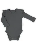 Body dla niemowląt - Niemowlęce body grafitowe bawełniane długi rękaw grafitowe Nicol,r.68 - miniaturka - grafika 1
