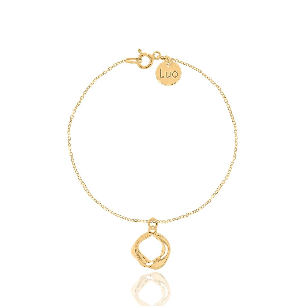 Bransoletka srebrna pozłacana z giętym kółeczkiem