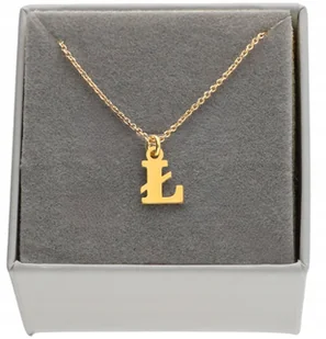 Złoty Naszyjnik łańcuszek literka z literką Ł 925 dowolna literka 40 cm - Łańcuszki - miniaturka - grafika 1