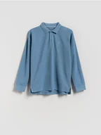 Bluzki dla chłopców - Reserved - Bawełniany longsleeve polo - jasnoniebieski - miniaturka - grafika 1