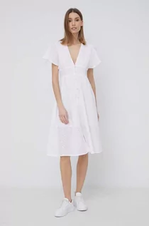 Sukienki - Pepe Jeans sukienka bawełniana MAE kolor biały mini rozkloszowana - grafika 1