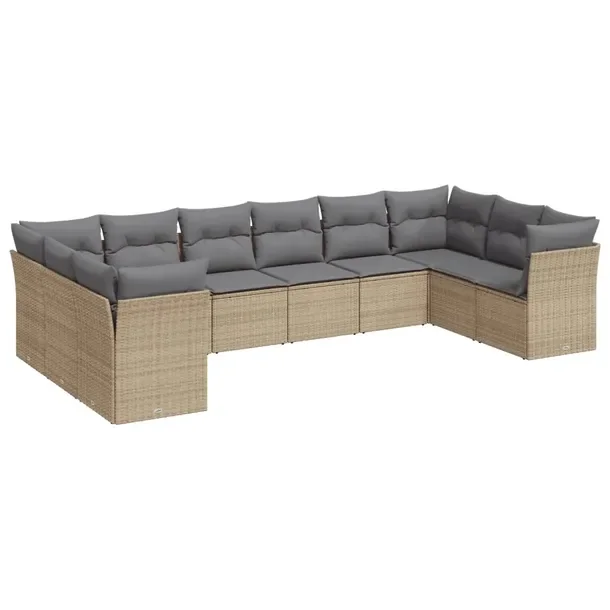 Zestaw wypoczynkowy z modułami, rattan PE, kolor beżowy, wymiary 62 x 62