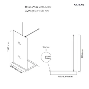 Oltens Vida 22006100 110x195 cm - Kabiny prysznicowe - miniaturka - grafika 3