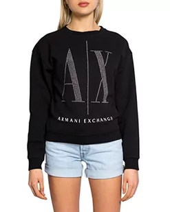 Armani Exchange Damska bluza Studded Icon, czarny, XS - Bluzy damskie - miniaturka - grafika 1
