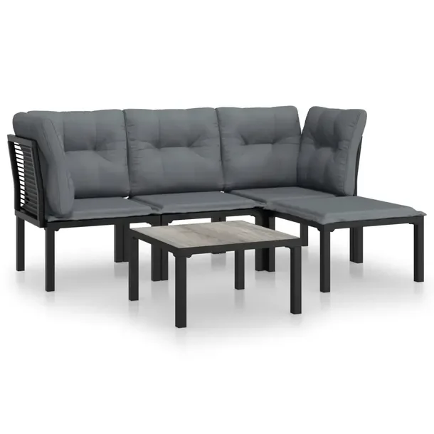 Modny zestaw wypoczynkowy do ogrodu czarny rattan PE 55 x 62 x 68 cm