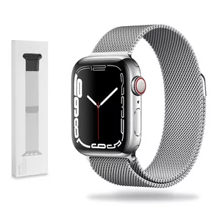 Metalowa Bransoletka Opaska Apple Watch ( 42 / 44 / 45 / 49 MM ) srebrna - Akcesoria do smartwatchy - miniaturka - grafika 1