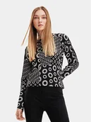 Swetry damskie - Desigual Sweter 23WWJF52 Czarny Slim Fit - miniaturka - grafika 1