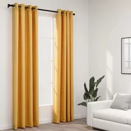Zasłony - vidaXL Zasłony stylizowane na lniane, 2 szt., żółte, 140x245 cm - miniaturka - grafika 1