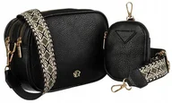 Torebki damskie - Mała listonoszka damska miejska torebka crossbody z portmonetką skóra ekologiczna Rovicky, czarny - miniaturka - grafika 1